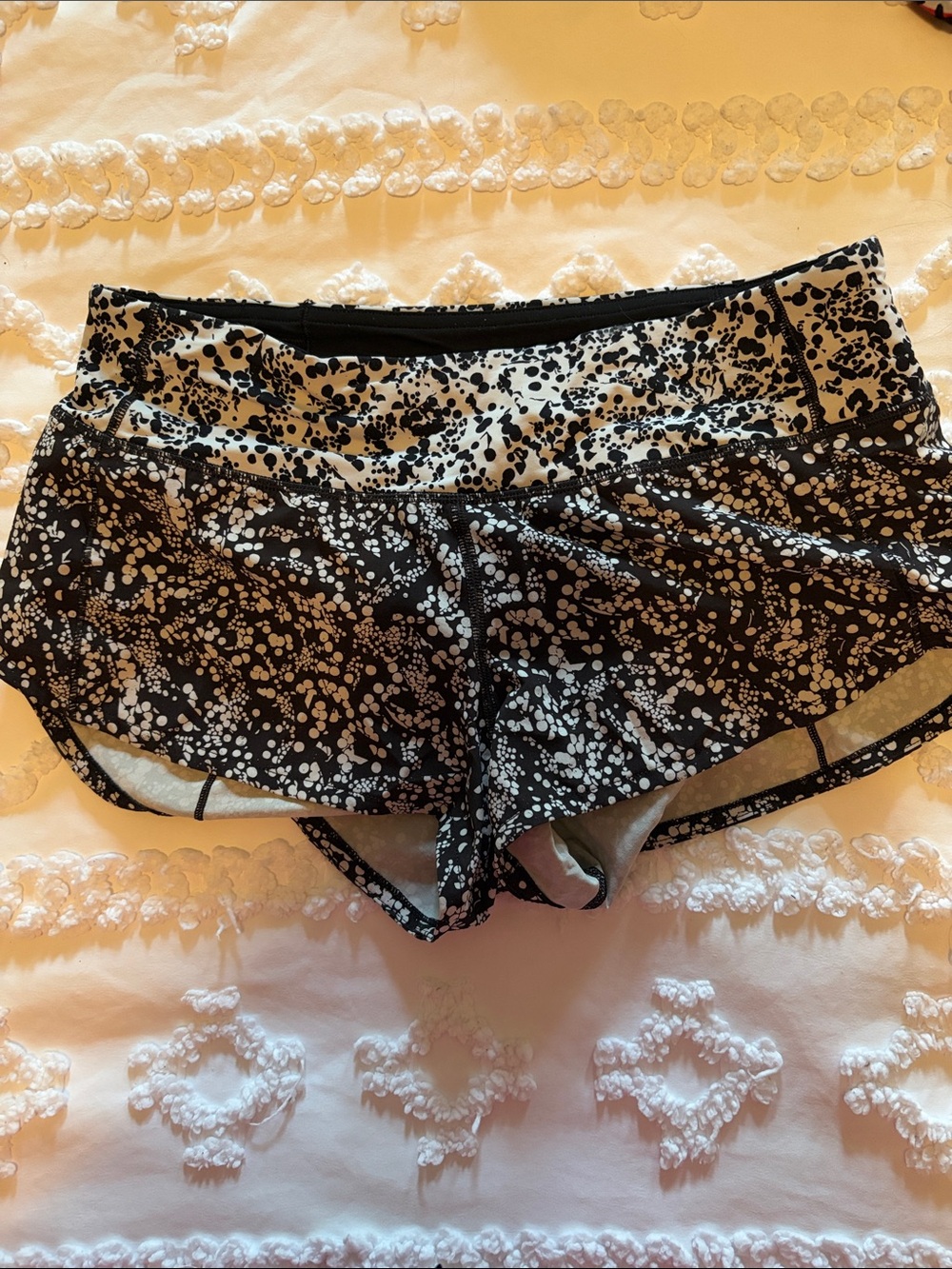 lululemon athletica Black & White Speckled Running Shorts